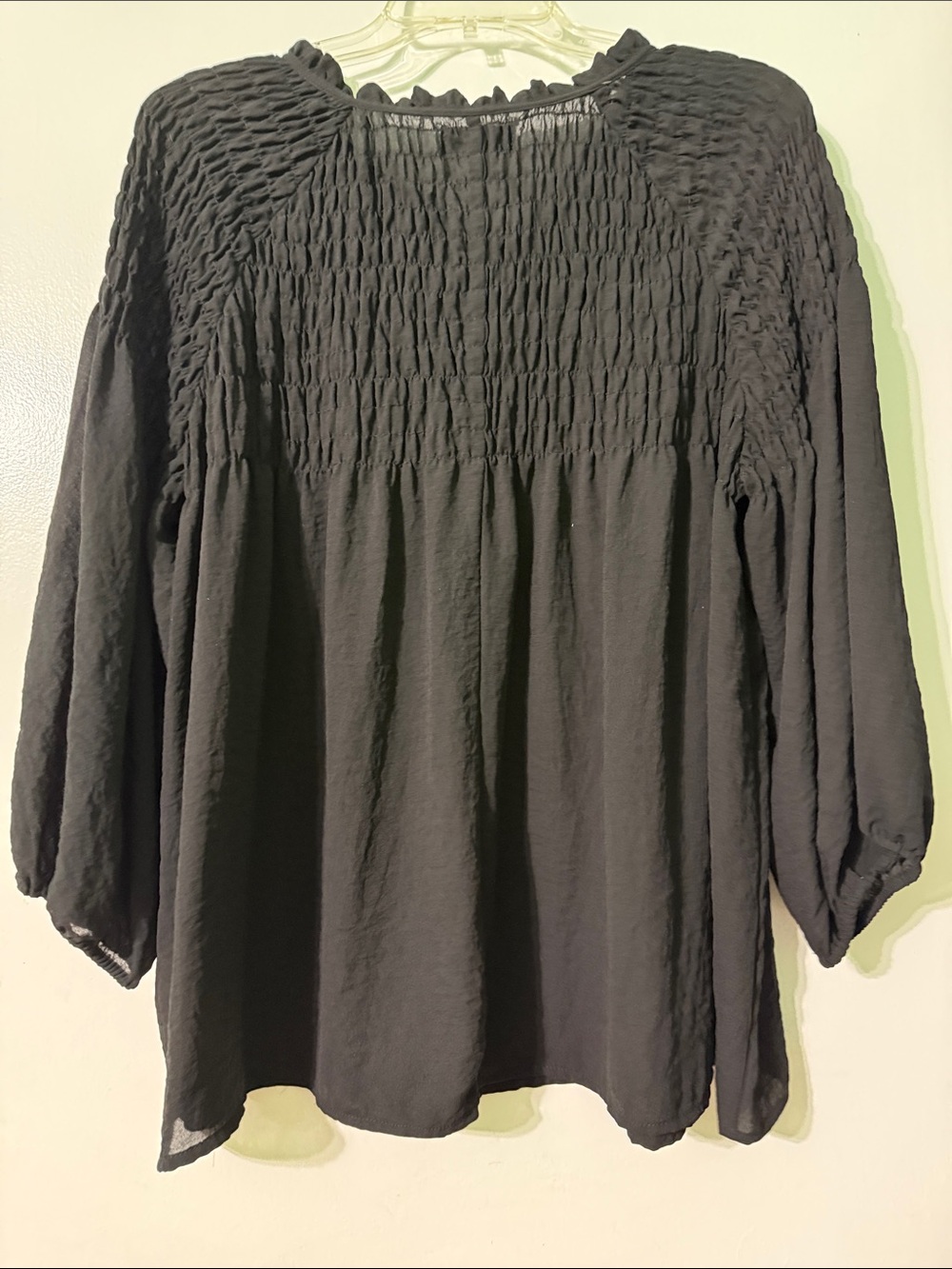 a.n.a XL Black Smocked Peasant Top - Picture 3 of 6